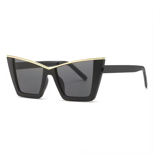Black Gold Fashion Oversized Sun Women Cat Eye Sunglasses