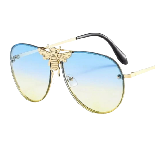 Bee Inlay Metal Cool Unisex Sunglasses